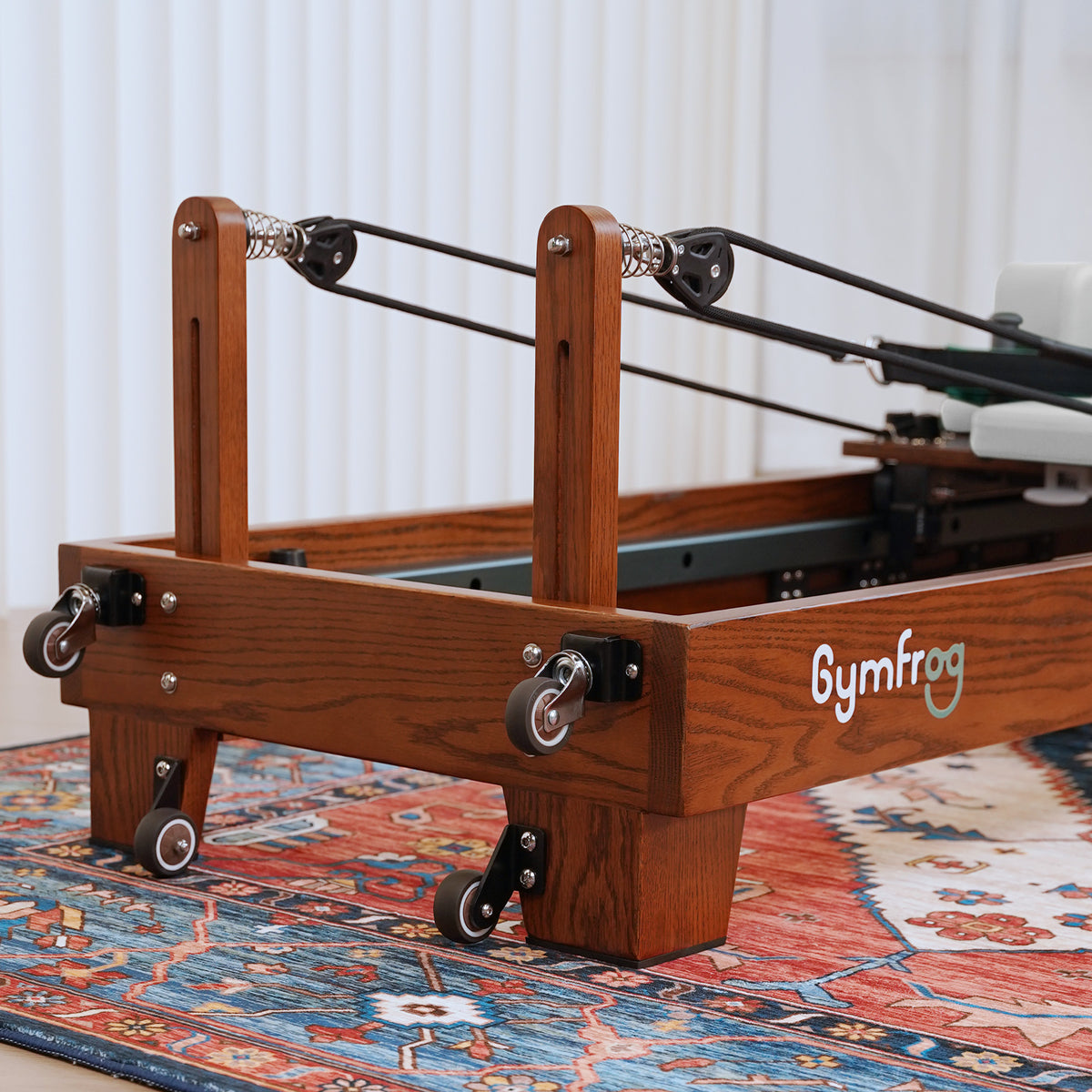 Gymfrog Premium Folding Walnut Pilates Reformer Beige