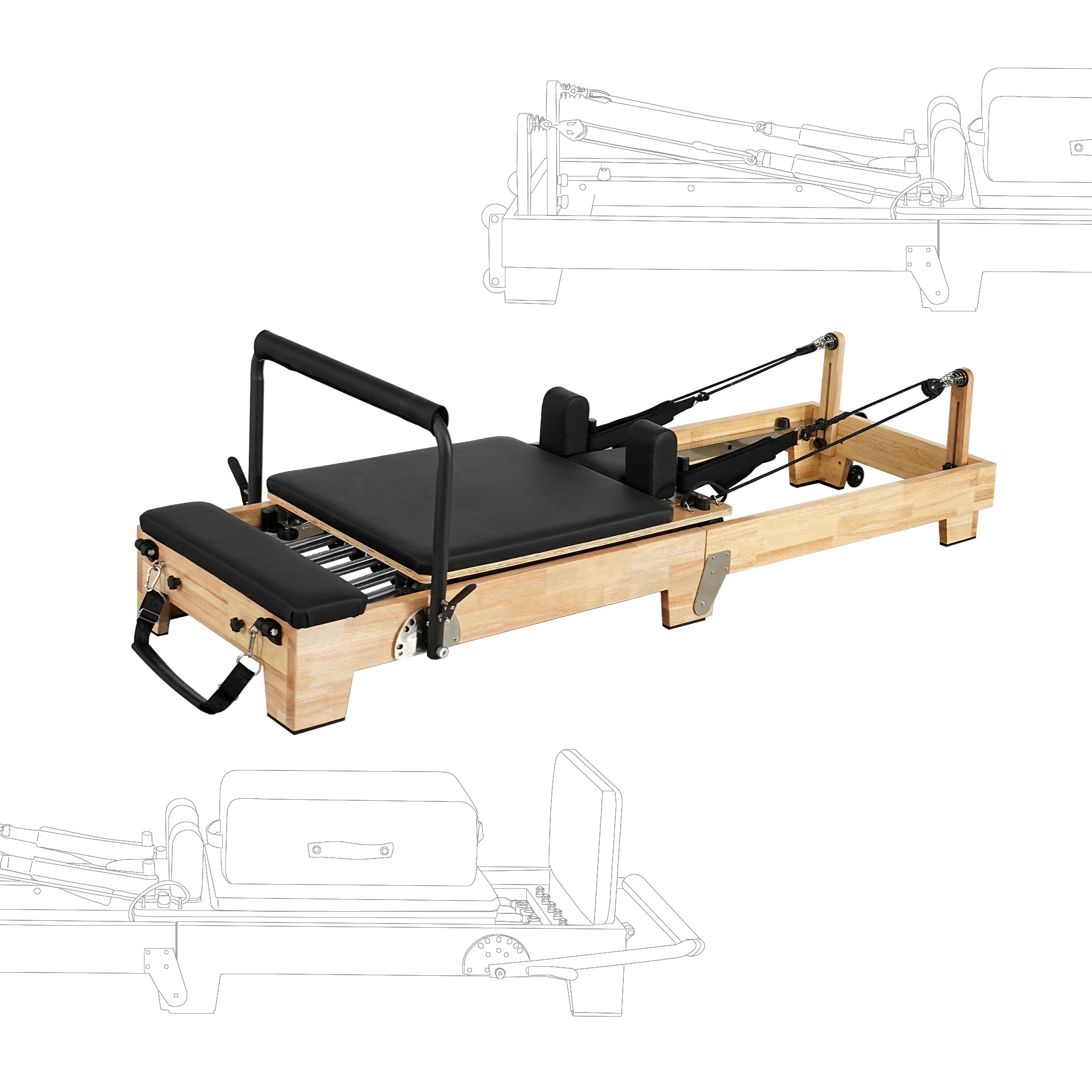 Collapsible Classic Pilates Reformer wooden legs