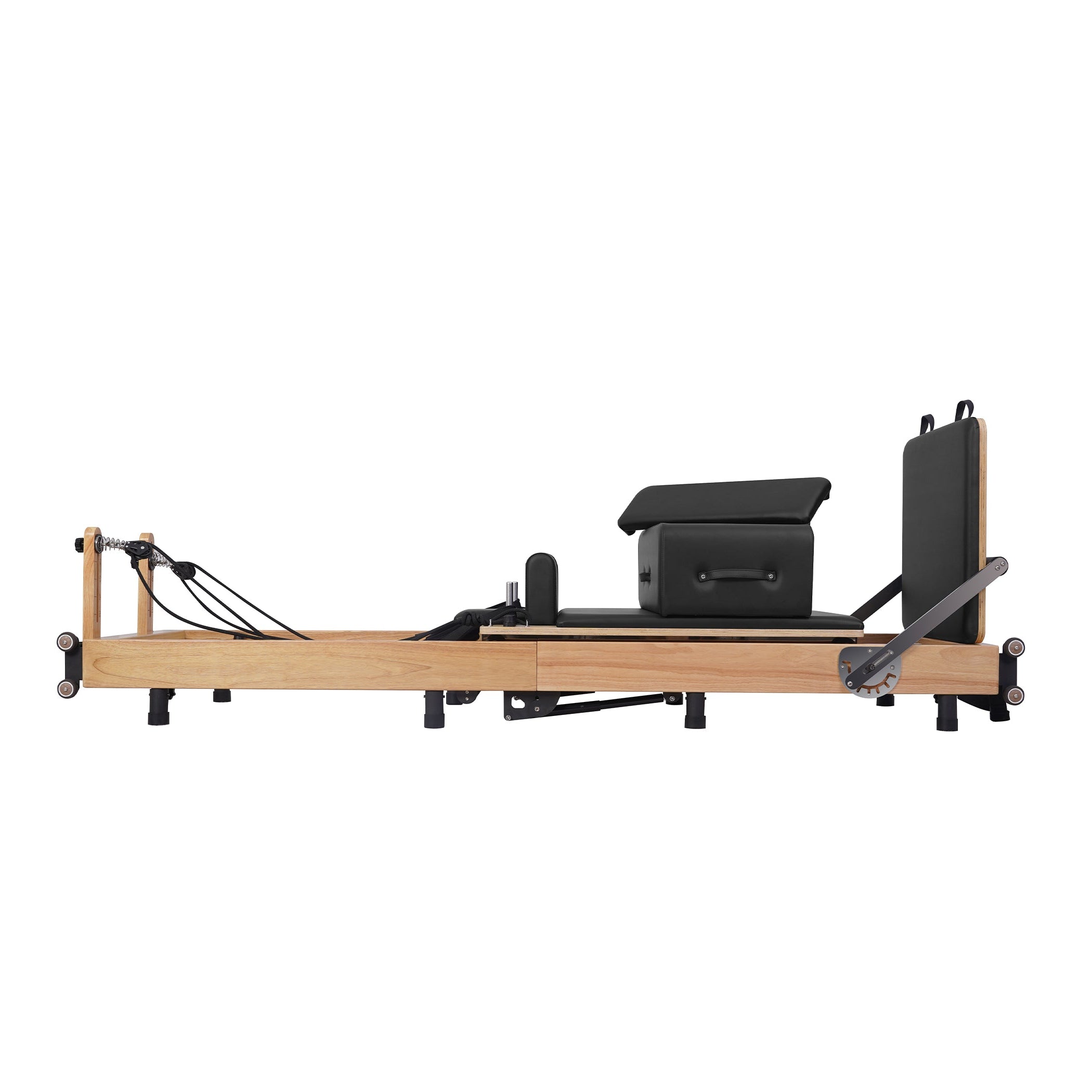 Oak Adjustable-Leg Foldable Pilates Reformer Black