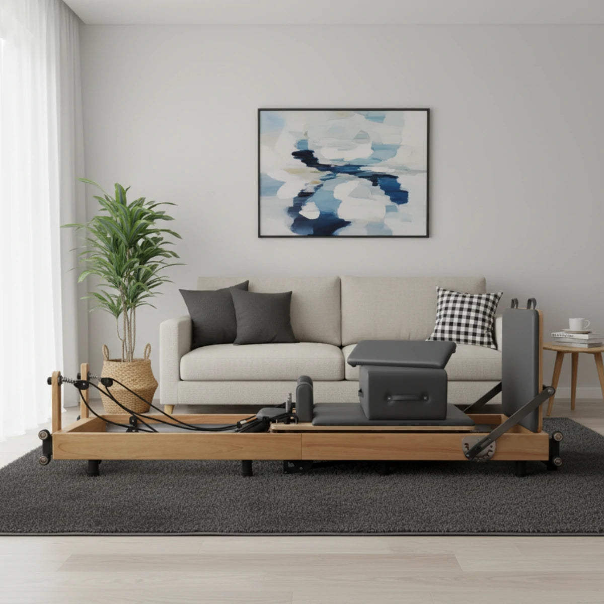 Oak Adjustable-Leg Foldable Pilates Reformer Gray